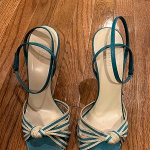 Gucci Knotted Aqua and Cream Sandals
